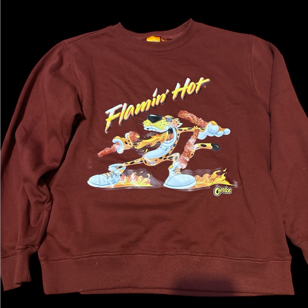 Cheetos Flamin' Hot Pullover Crew Neck Sweatshirt Men's Size M Burgundy